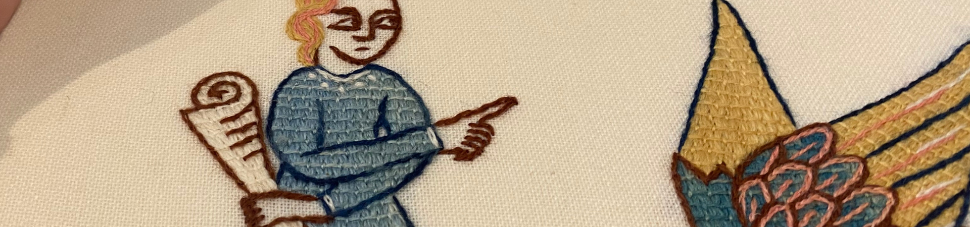 A close up image of a tapestry